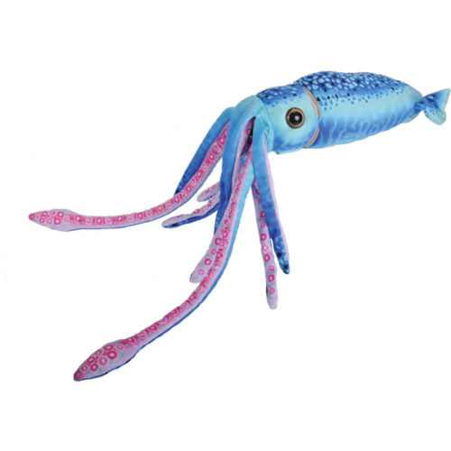 peluche wr printed squid calamar bleu wild republic 30cm