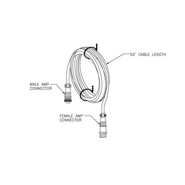 câble transducteur ots, rallonge transducteur 55' avec connecteur amp.