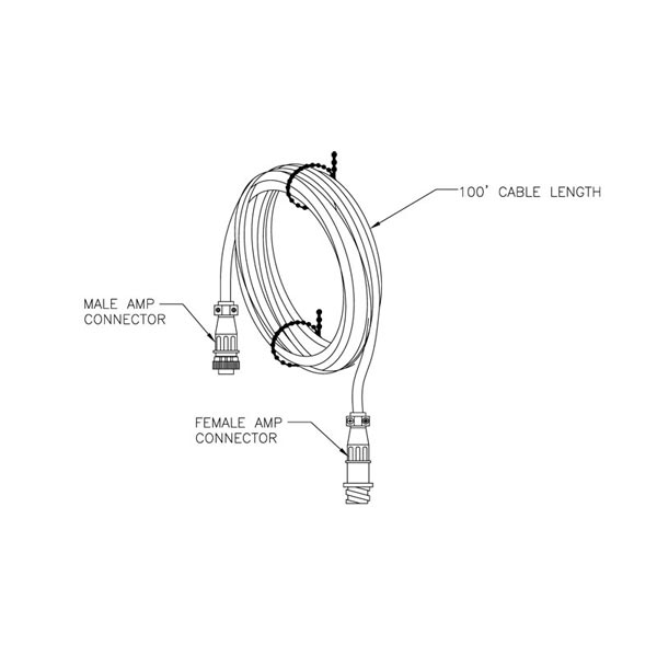 câble transducteur ots, rallonge transducteur 100' avec connecteur amp.