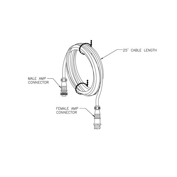 câble transducteur ots, rallonge transducteur 25' avec connecteur amp.