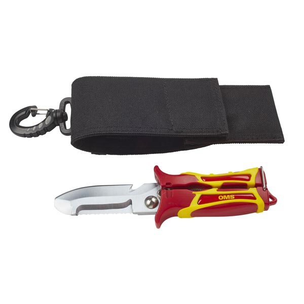 couteau et cisaille en inox oms sk1 avec étui, lame pointue
