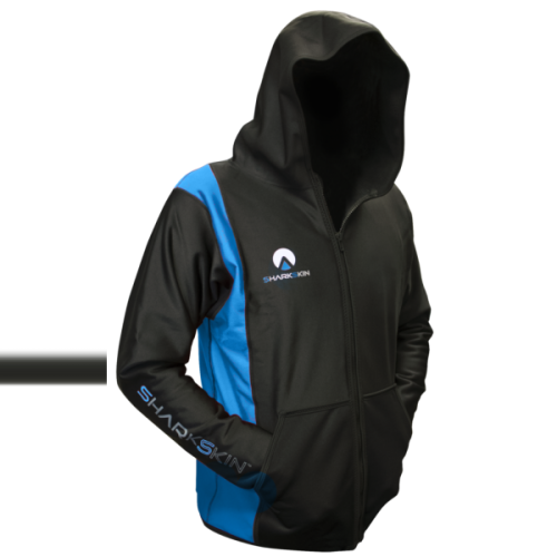 veste outdoor avec capuche sharkskin chillproof noir/bleu homme