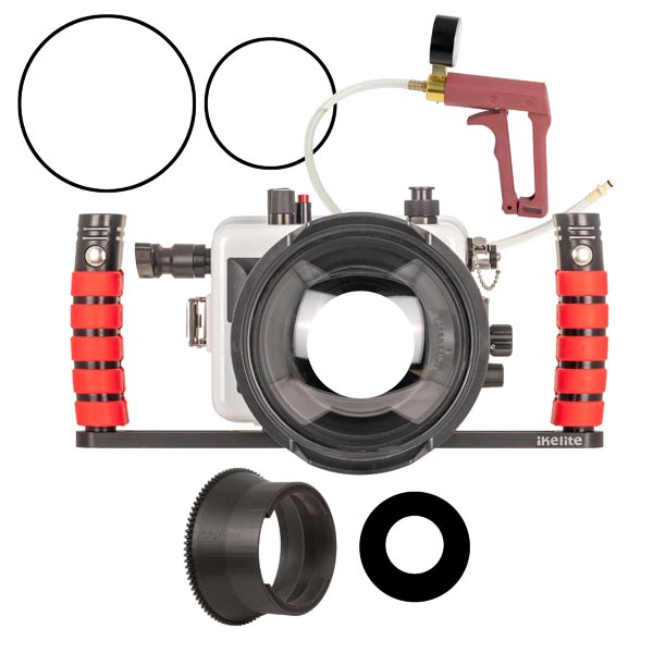 caisson ikelite canon eos r100 avec port, poignées & vide