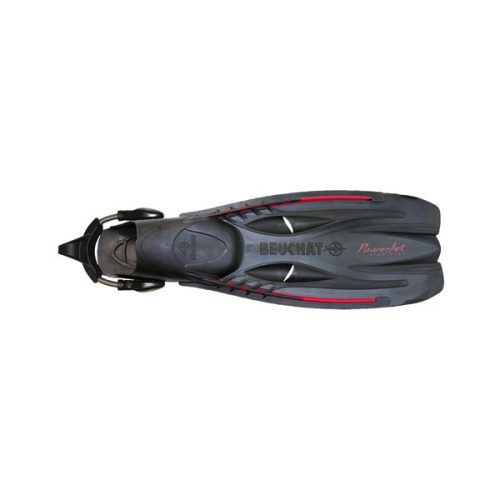 palmes beuchat powerjet – firm flex – avec sangles à ressorts – noir