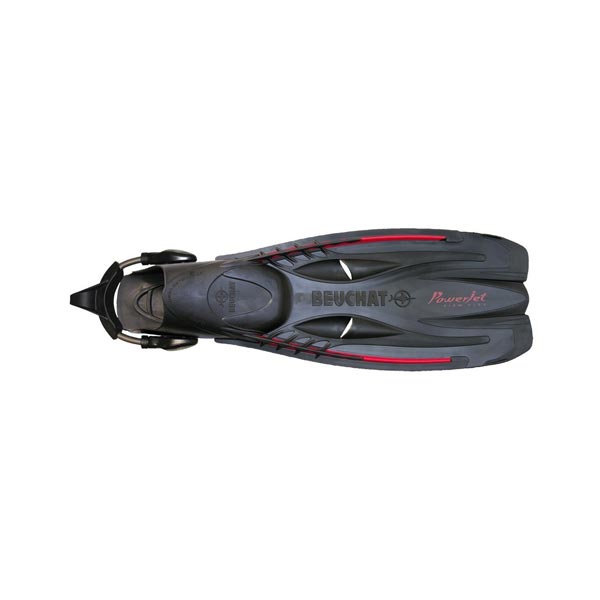 palmes beuchat powerjet – firm flex – avec sangles à ressorts – noir