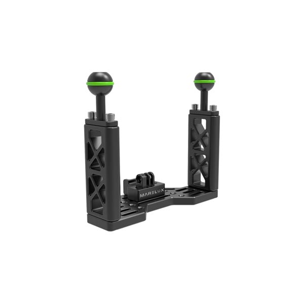 poignée et platine marelux pour gopro avec deux billes de fixation de caisson